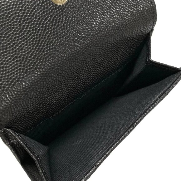 Auth CHANEL Matelasse AP4173 Black Grained Calfskin Trifold Wallet Gold hardware - Picture 4 of 11